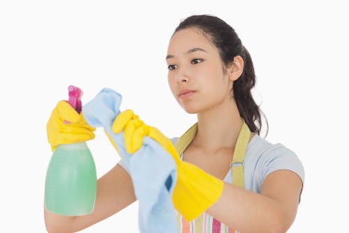 Exterior window cleaning service on a multi-story property