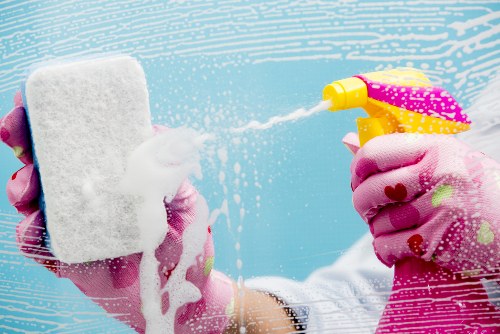 Professional sofa cleaning process on fabric couch