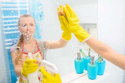 Sanitized conference room prepared for meetings